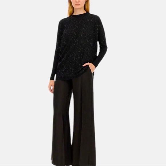 Sz S Aqua Cashmere Black Freckled Sweater $198 MSRP - Picture 1 of 11